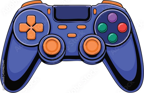 Obraz Video game controller vector illustration with joystick and buttons isolated on white background