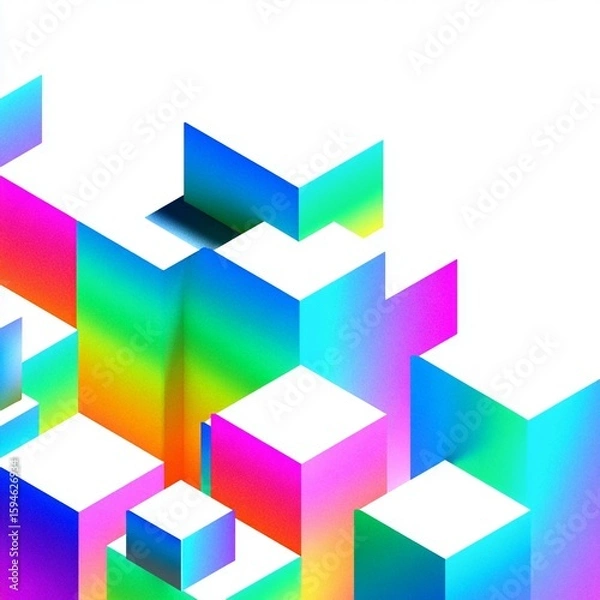 Fototapeta 3D Geometric Gradient Blocks in Neon Colors