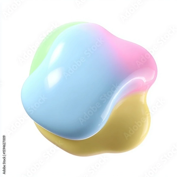 Fototapeta 3D Glossy Organic Blob with Iridescent Sheen
