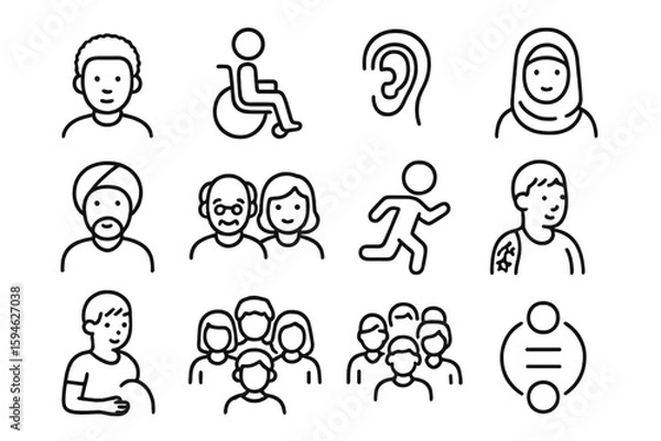 Fototapeta Diverse icons depicting inclusivity and accessibility themes