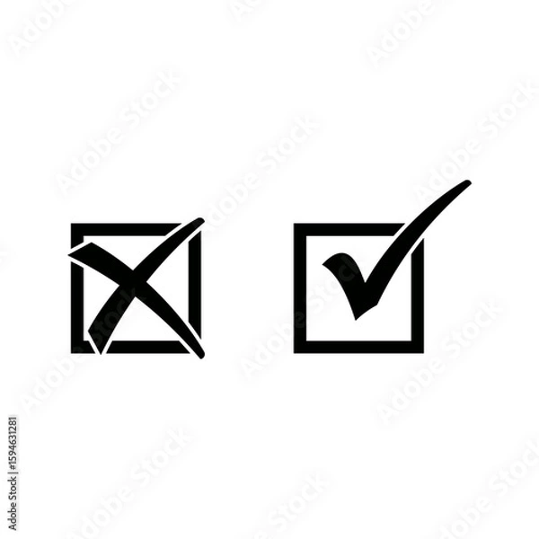 Fototapeta Check Mark and Cross Icon Set Vector