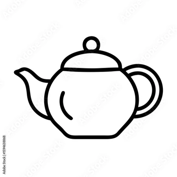 Fototapeta Outline of a yixing teapot in minimalist style on a transparent background  