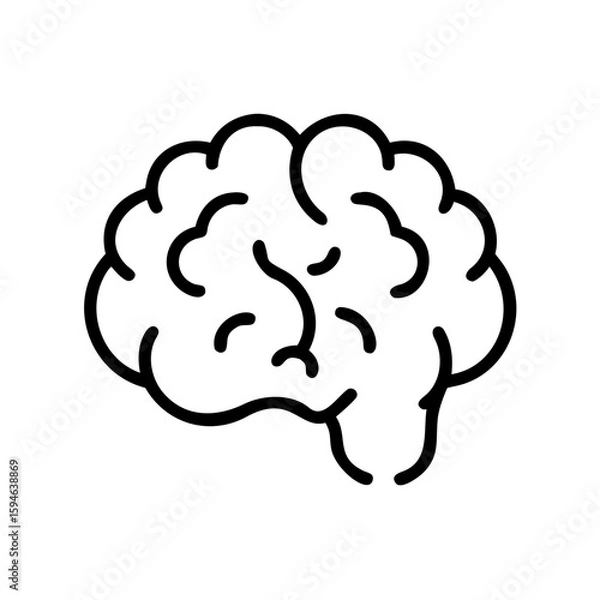 Fototapeta Brain illustration with lobes in minimalist line art style  