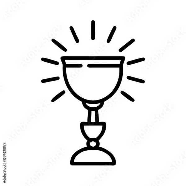 Fototapeta Chalice with rays in minimalist line art style on transparent background  