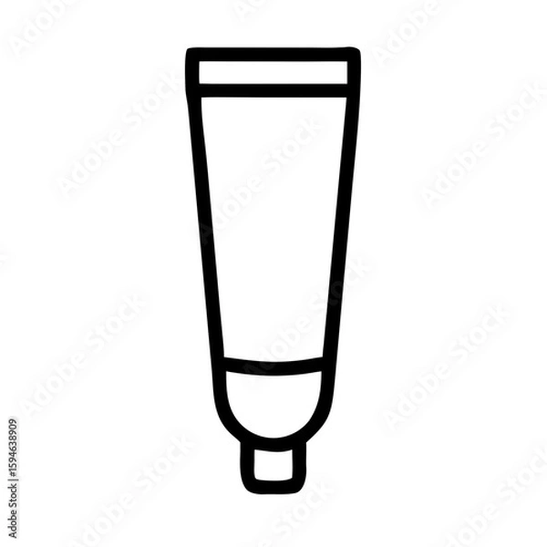 Fototapeta Ointment tube with cap in minimal black outline design  