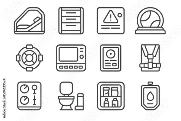 Fototapeta Futuristic control panel interface icons on a metallic background