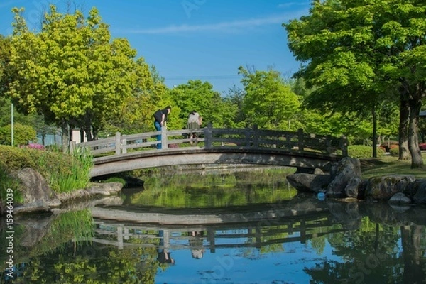 Obraz 池を覗き込む男女