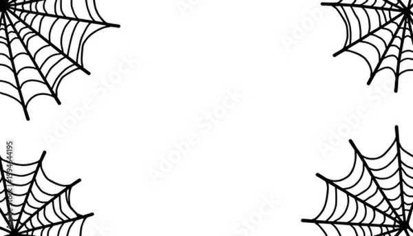 Fototapeta Abstract Halloween frame with spider webs – Cute coloring book design for kids