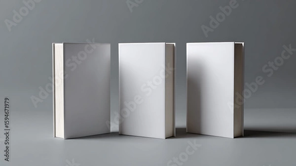 Obraz Three Blank White Book Covers on Grey Background