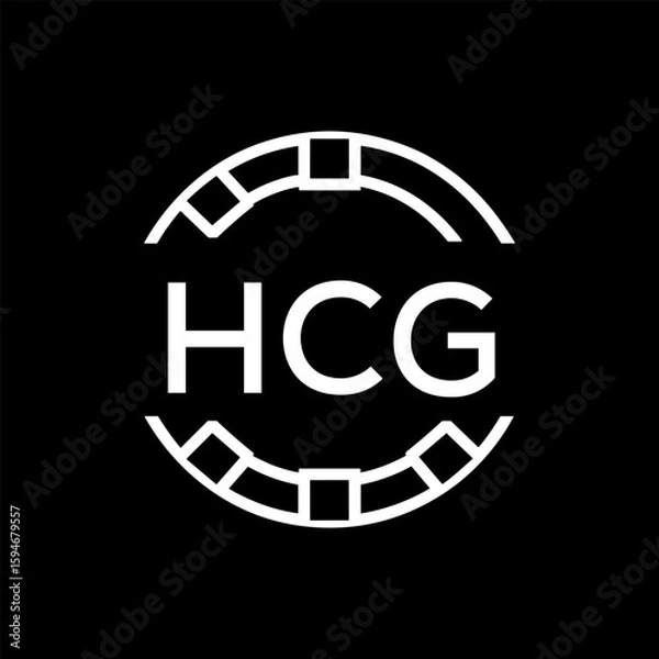 Fototapeta HCG Minimalist HCG  Logo Design on Black Background – HCG Later Logo, Modern Circular Branding Concept
