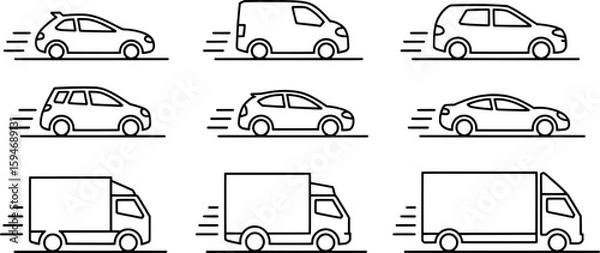 Fototapeta Various vehicles moving fast automotive automobile