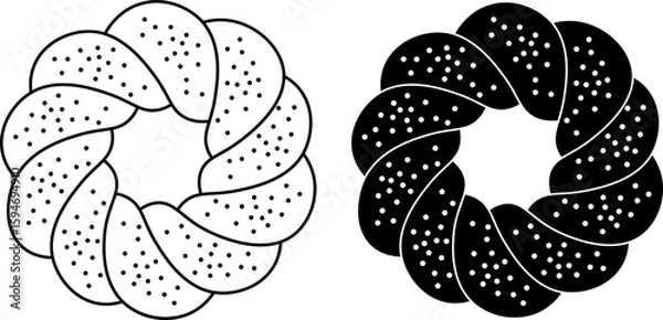 Fototapeta top view kolach or kalach icon set