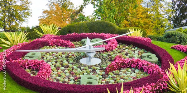 Fototapeta Magnificent flower clock in downtown Geneva near lake Geneva in Switzerland