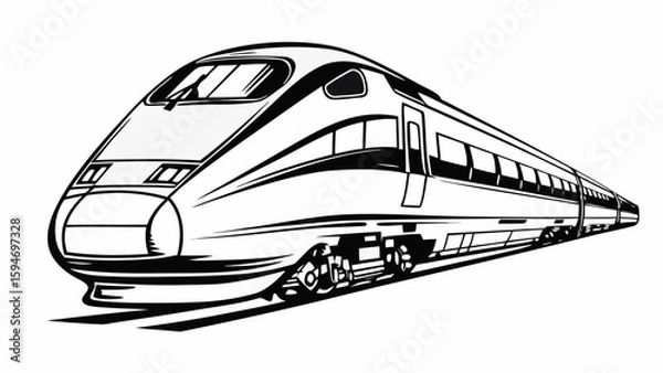 Fototapeta High-speed passenger train in motion on a railway bridge
