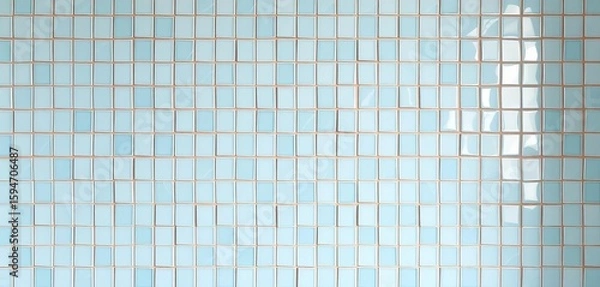 Fototapeta High-res seamless pastel blue mosaic tile wall texture Irregular broken tiles, bathroom interior background, background, blue tile