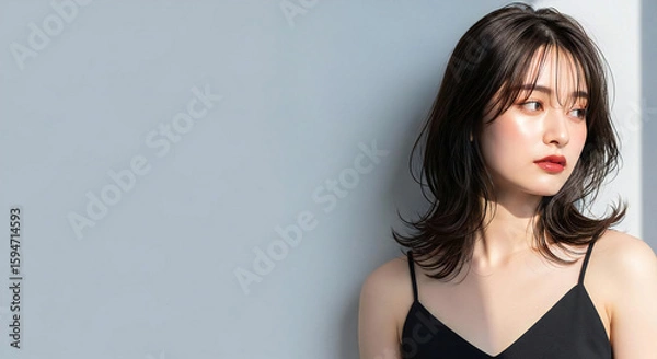 Obraz おしゃれなカットモデル女性の自然光ポートレート (Soft Radiance Portrait Series)