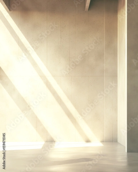 Obraz Bright minimalist interior with soft light streaming in, empty space for artwork or text, modern and serene ambiance.