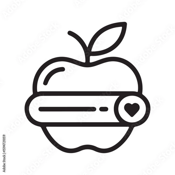 Obraz Apple with heart and progress bar icon fruit love