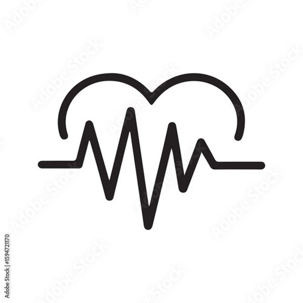 Obraz Black heart shape with electrocardiogram line pulse rhythm
