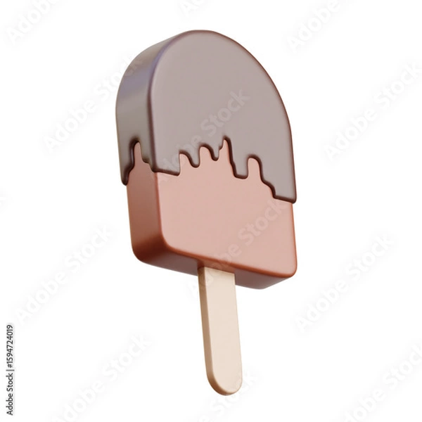 Obraz Brown 3d icon Chocolate Popsicle illustration