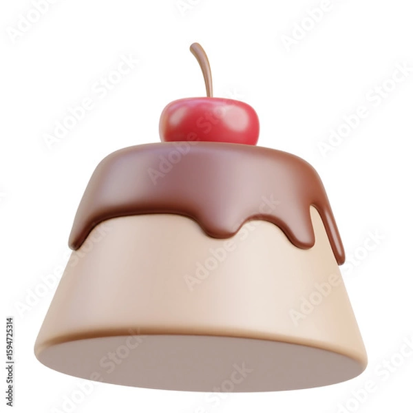 Obraz Brown 3d icon Chocolate Pudding illustration