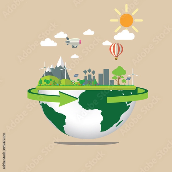 Obraz Green Concept Infographic.save world vector illustration.