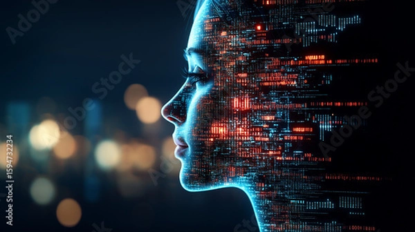 Fototapeta Ai chatbots transforming customer service with natural language processing technology urban environment futuristic viewpoint