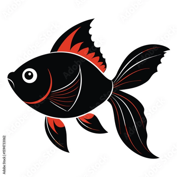 Fototapeta Digital Drawing of Betta Fish – High Detail in Monochrome Style