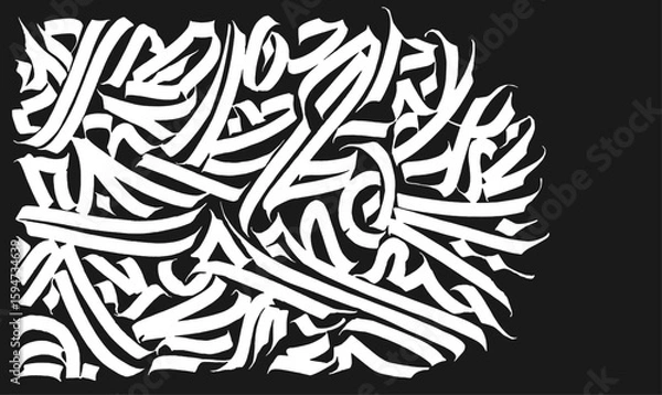 Fototapeta Abstract hand drawn brush line concept, ornamental design composition