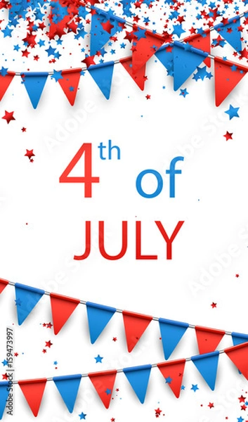 Fototapeta 4th July background with flags.