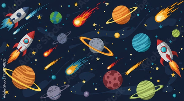 Fototapeta space seamless pattern