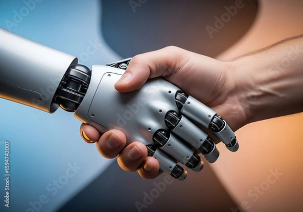 Fototapeta Futuristic Artificial Intelligence Technology Concepts with Robots, Neural Networks, and Digital Interfaces"