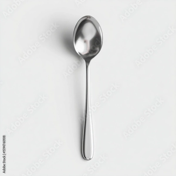 Obraz Silver Serving Spoon on White Background silverware