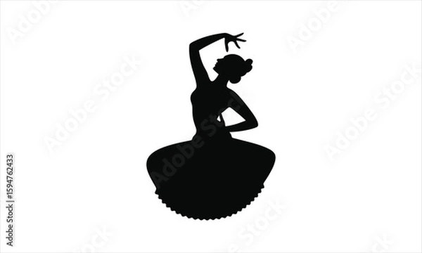 Fototapeta Dynamic couple dancing silhouette art