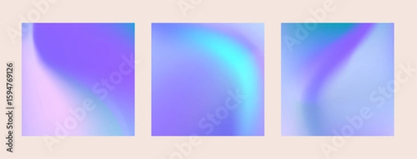 Fototapeta Lavender purple, turquoise pastel colored vertical vector banner. Gradient background set with blurred soft waves. Simple soft liquid backdrop. Gradient template design for poster, social post