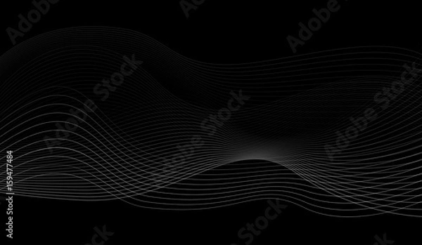 Obraz Black and White Abstract Wavy Background Vector Illustration.
