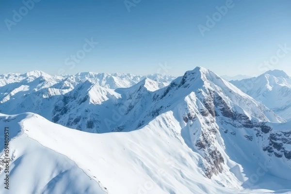 Obraz Snowcapped peaks of Gornergrat ridge