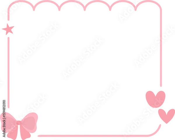 Obraz Decorative Frame with Hearts, Bow, and Star