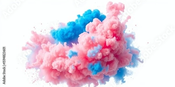 Obraz Vibrant blue explosion cloud isolated on white, splash, shockwave