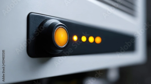 Obraz Close up of illuminated control knob and indicator lights on electronic system showing hybrid energy function