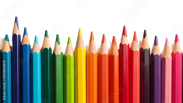 Obraz Coloured pencil set isolated on transparent background.