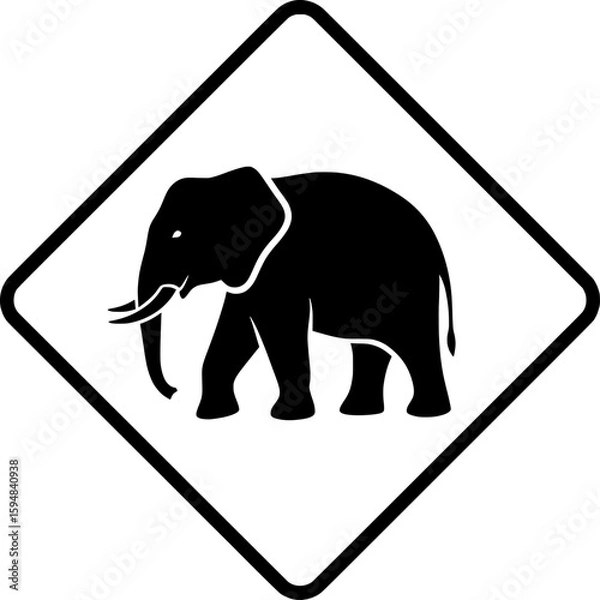 Fototapeta Wildlife Observation, Subject: Elephant, Location: Nature Reserve, Content Type: Illustration, Environment: Natural Habitat, Viewpoint: Side View, Concept: Conservation