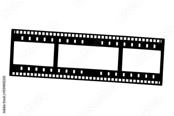 Obraz Film strip with three blank frames silhouette vector illustration