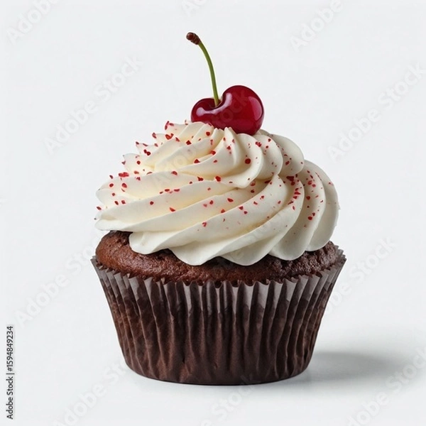 Fototapeta Cupcake with cherry. Generative Ai