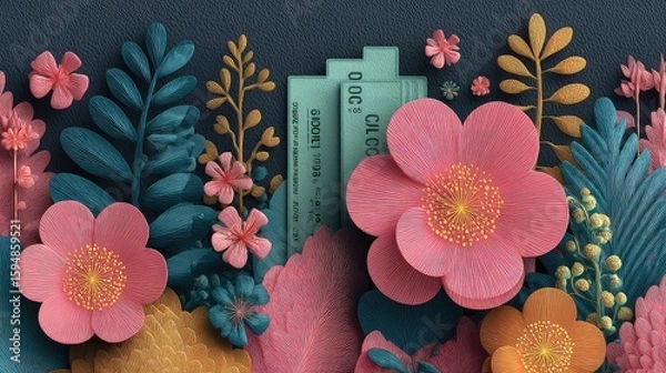 Fototapeta Modern wallpaper for billing automation using digital invoice motifs.