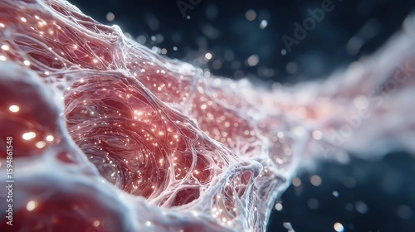 Fototapeta Organ growth simulator animates DNA response layers, vascular arcs, and cell development paths as user explores compound effects via smart medical visualization technology timeline.