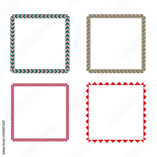 Obraz Square frame icon. Border layout symbol. Vector edge graphic. Red dashed design.