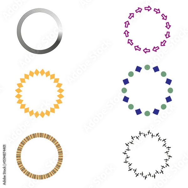Obraz Circular rings pattern. Bold black gradient. Simple abstract frame. Geometric minimal border.