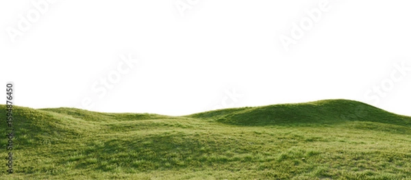 Obraz Hills with grass on a transparent background. 3D rendering.	
