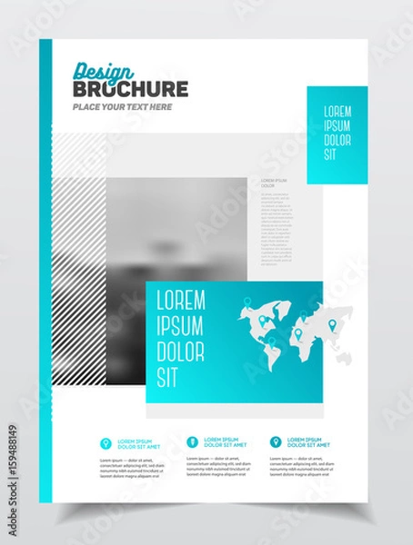 Obraz Business Brochure design. Annual report vector illustration template. Flyer corporate cover. Business presentation with photo and geometric graphic elements.